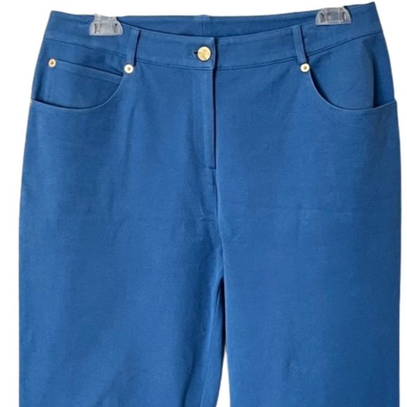 St. John Yellow Label Cerulean Blue High Rise Straight Leg Cotton Jeans - 8 - Picture 2 of 9